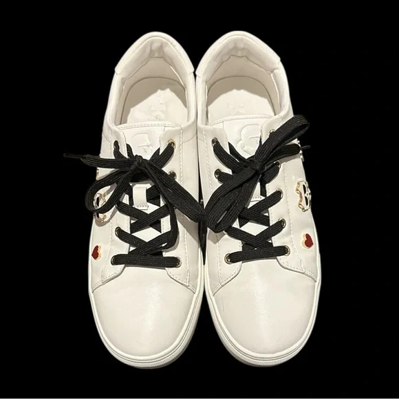 Karl Lagerfeld 9.5 pinned Cambie Women’s Sneakers White Logo low top - Picture 10 of 12